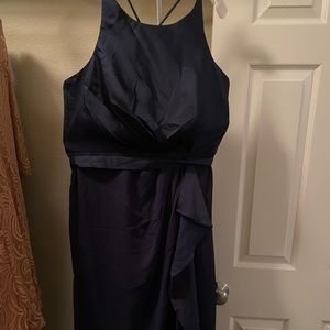 Floor length navy formal dress